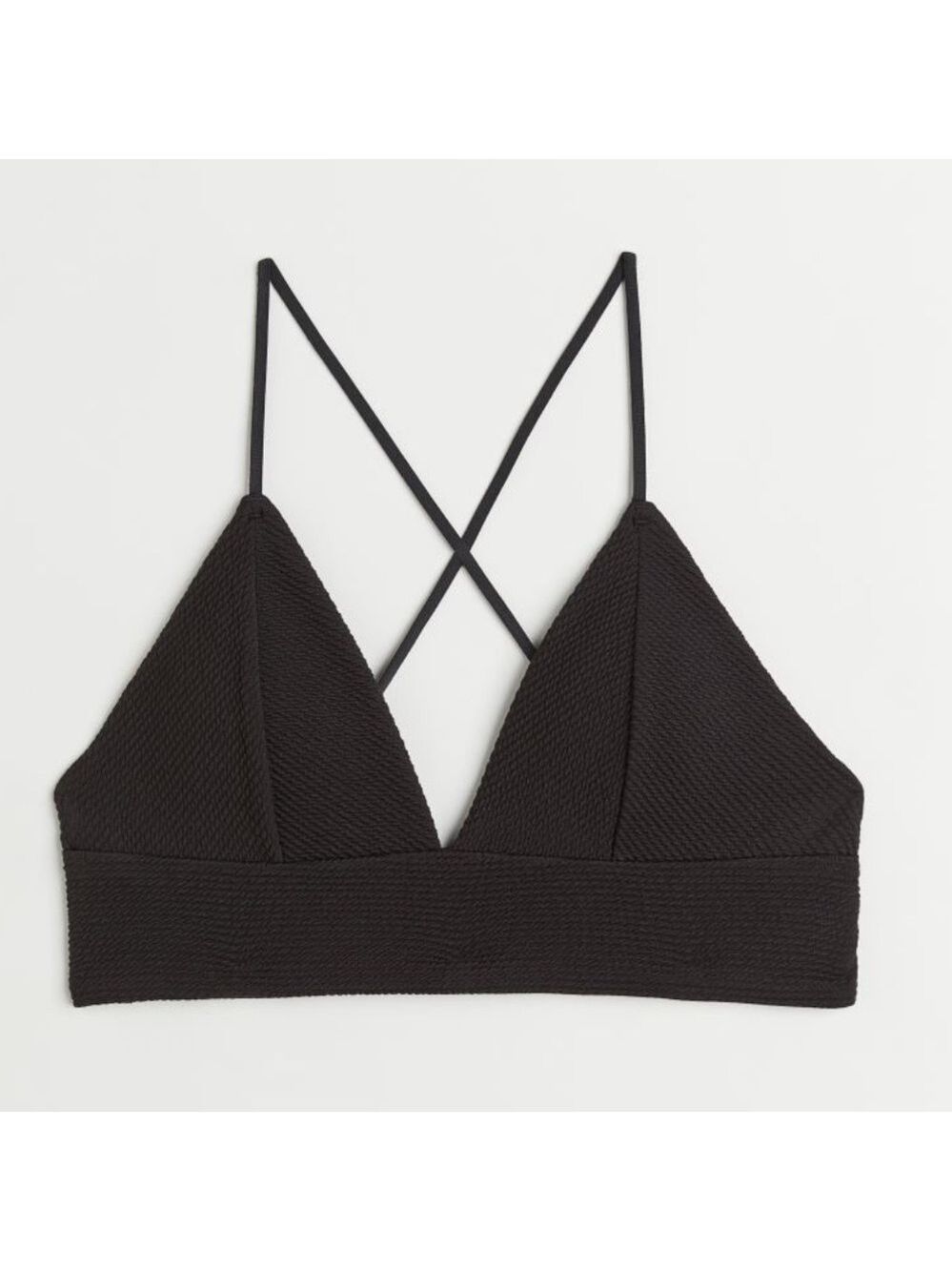 H&M Black Ribbed Triangle Bikini Top Size 6